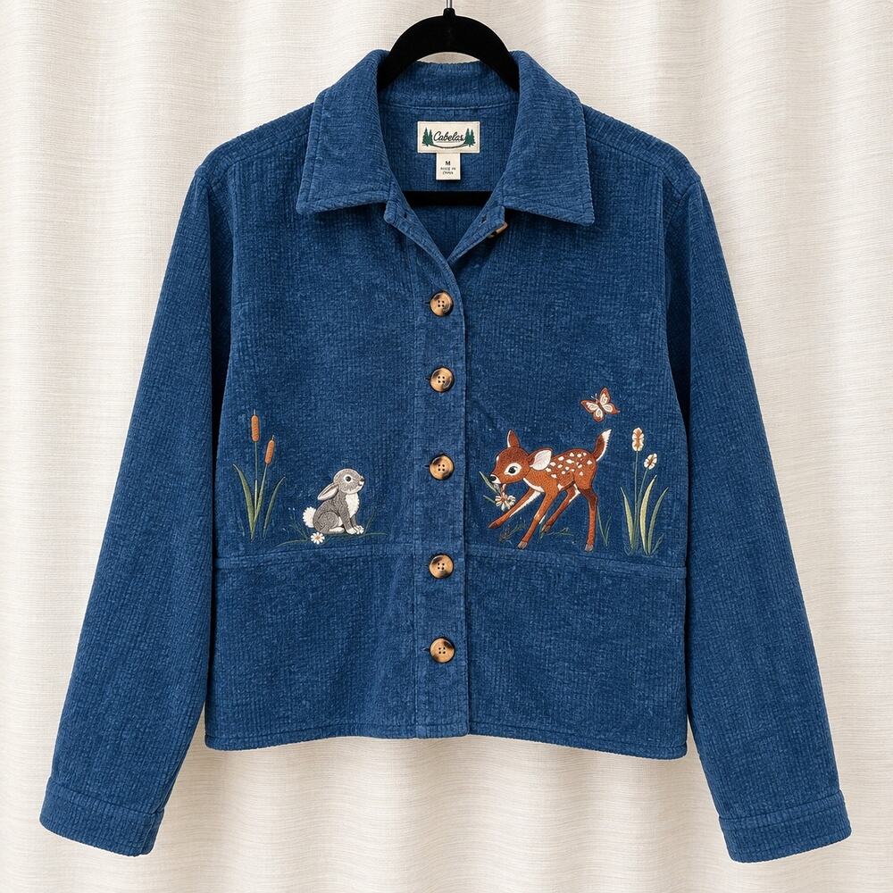 Vintage Disney Bambi fleece jacket with embroidered character details small